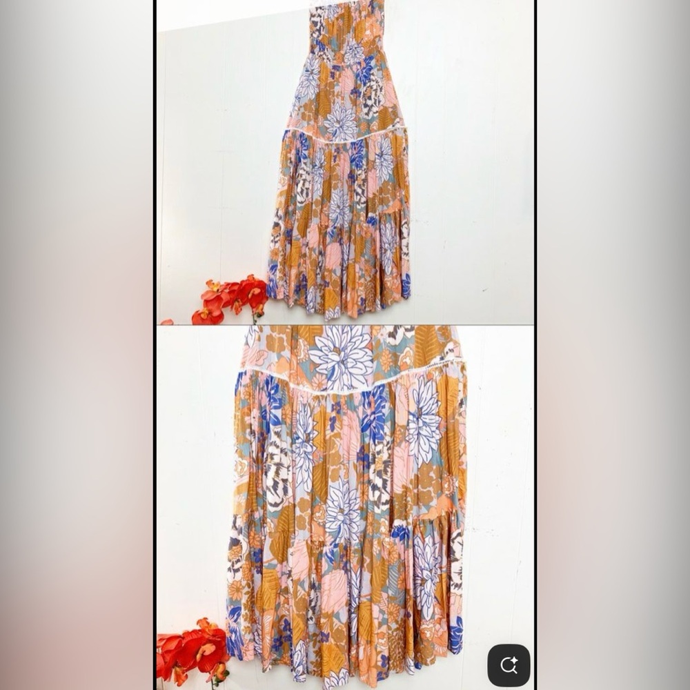 Abel The Label Vibrant Floral Off-Shoulder Maxi Dress XS - Picture 4 of 9